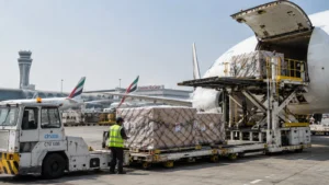 Air freight UAE cargo loading at Dubai airport