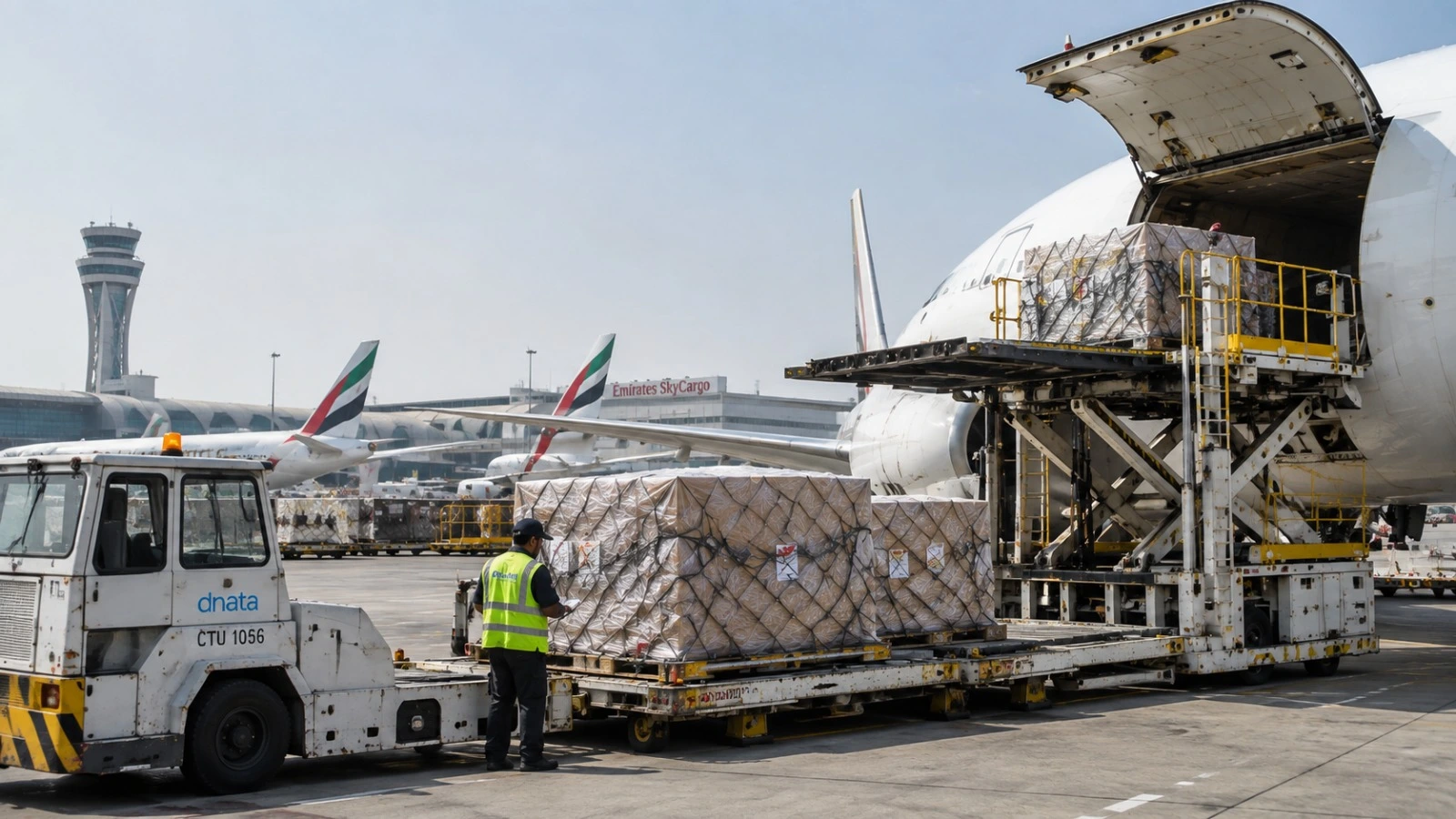 Air freight UAE cargo loading at Dubai airport
